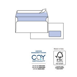 Busta Silver90 Strip Laser FSC® - con finestra - internografata - 11 x 23 cm - 90 gr - bianco - Pigna - conf. 500 pezzi