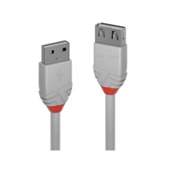 Lindy Prolunga USB 2.0 Tipo A Anthra Line, Grigio, 1m