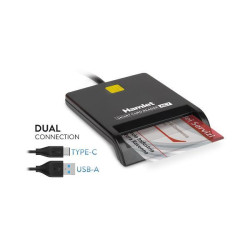 Hamlet HUSCR-ACY Lettore Smart Card USB-C + USB-A 3.0 Lettore doppia connessione USB-A e USB-C per Smart Card