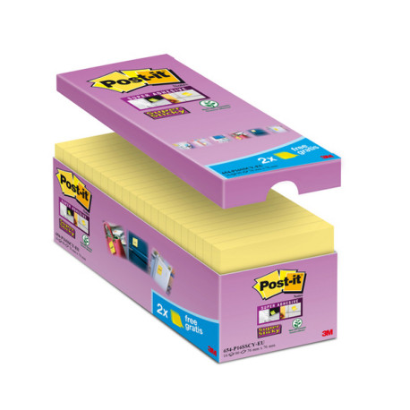 Blocco foglietti Post-it Super Sticky - 654-SSCY-VP16-EU - 76 x 76 mm - giallo Canary - 90 fogli - Post-it - conf. 16 blocchi