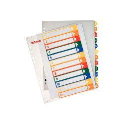 Esselte - Divisorio - 12 parti - prestampato: 1-12 - per A4 Maxi - con schede (pacchetto di 10)
