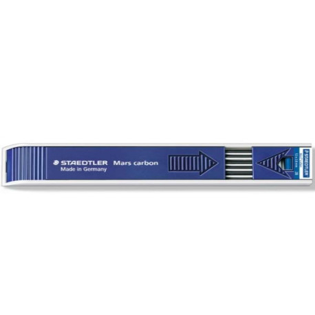 Mine Mars Carbon 200 gradazione 2B 2 mm lunghezza 130 mm per carta e cartoncino da disegno (Astuccio 12)