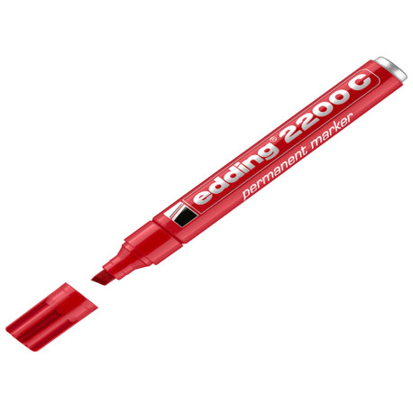 Marcatore permanente 2200C - punta a scalpello - da 1 a 5 mm - rosso  - Edding
