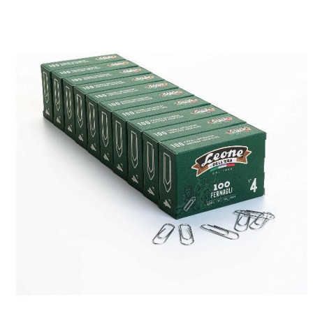 Leone Dell'Era Fermagli zincati N4 Confezione da 10 scatole x100 fermagli ciascuna