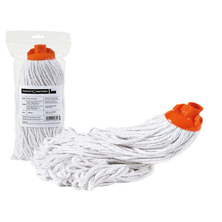 Mop industriale Falcon - a frange - 300 gr - cotone rigenerato - bianco - PerfettoFactory