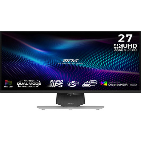 MSI MPG 274URDFW E16M, 68,6 cm (27"), 3840 x 2160 Pixel, 4K Ultra HD, LED, 0,5 ms, Nero, Bianco