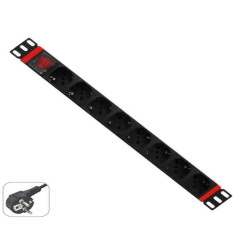 MULTIPRESA 19 POLLICI 1U CON 8 PRESE UNIVERSALI CON INTERRUTTORE LUMINOSO E SPINA SCHUKO