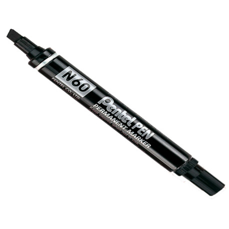 Marcatore permanente N60 - punta scalpello - nero - Pentel