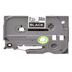 NASTRO DA 6 MM SERIE TZE SCRITTA BIANCA SU FONDO NERO LUNGHEZZA 8 METRI