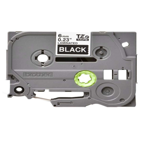 NASTRO DA 6 MM SERIE TZE SCRITTA BIANCA SU FONDO NERO LUNGHEZZA 8 METRI