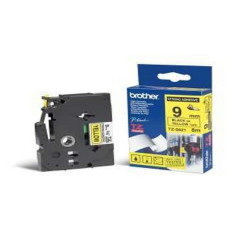 NASTRO LAMINATO CON ADESIVO RESISTENTE 9MM 8 METRI NERO SU GIALLO