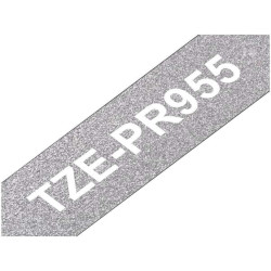 Nastro laminato da 24 mm premium argento glitter con scritta bianca (8m)