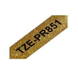 Nastro laminato da 24 mm premium oro glitter con scritta nera (8m)