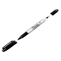 Marcatore Permanente Twin tip doppia punta - una punta fine 1,0mm - una punta extra fine 0,5mm - nero - Sharpie