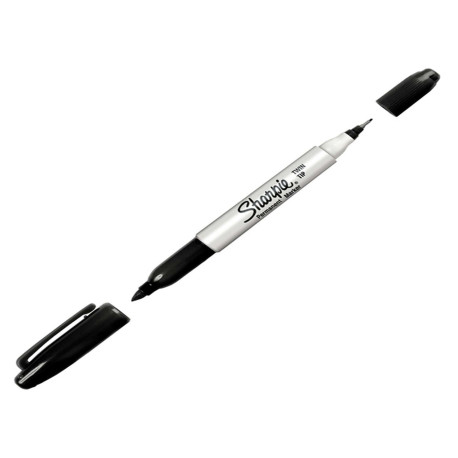 Marcatore Permanente Twin tip doppia punta - una punta fine 1,0mm - una punta extra fine 0,5mm - nero - Sharpie