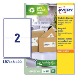 Etichette per buste e pacchi - 199,6 x 143,5 mm - 2 et/fg - 100 fogli - carta riciclata - bianca - Avery