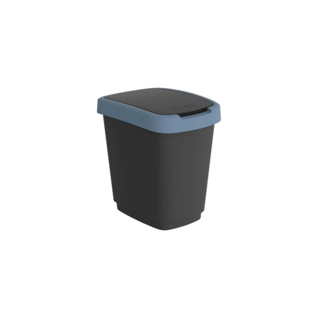 Pattumiera con coperchio basculante - 25 L - 33,3 x 25,2 x 47,6 cm - PPL - nero/blu - Rotho