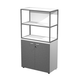 Libreria media metal + armadio basso Essence - 90 x 46 x 165 cm - Bianco/antracite/bianco/antracite