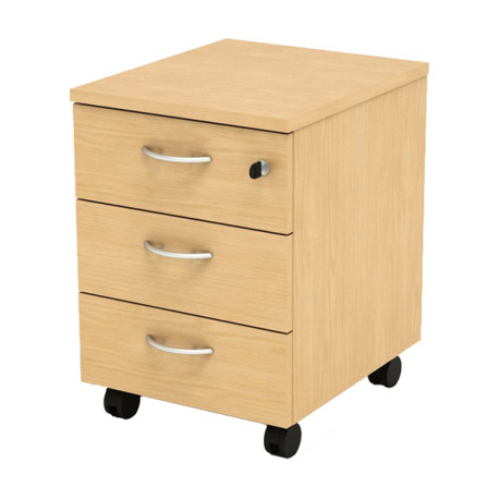 Cassettiera Easy - 3 cassetti - con ruote - 41,8 x 52 x 59,5 cm - faggio
