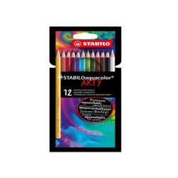 Pastello Arty Aquacolor - colori assortiti - Stabilo - astuccio 12 pezzi