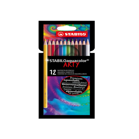Pastello Arty Aquacolor - colori assortiti - Stabilo - astuccio 12 pezzi