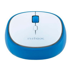 Nilox NXMDWS103, Ambidestro, Ottico, RF senza fili + Bluetooth, 1600 DPI, Blu, Bianco