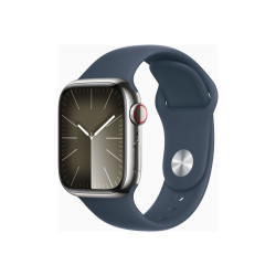 Apple Watch Series 9 (GPS + Cellular) - 41 mm - acciaio inossidabile argentato - smartwatch con fascia sportiva - fluoroelastom