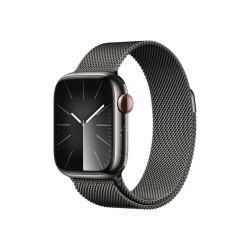 Apple Watch Series 9 (GPS + Cellular) - 41 mm - acciaio inossidabile e grafite - smartwatch con bracciale milanese - dimensione