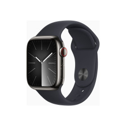 Apple Watch Series 9 (GPS + Cellular) - 41 mm - acciaio inossidabile e grafite - smartwatch con fascia sportiva - fluoroelastom