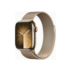 Apple Watch Series 9 (GPS + Cellular) - 41 mm - acciaio inossidabile oro - smartwatch con bracciale milanese - dimensione del p