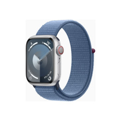 Apple Watch Series 9 (GPS + Cellular) - 41 mm - alluminio argento - smartwatch con sport loop - nylon morbido a doppio strato -