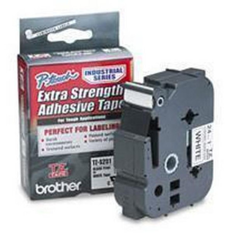 NASTRO TIPO TZ 24MM NERO/BIANCO ADESIVO RESISTENTE LUNGHEZZA 8 METRI