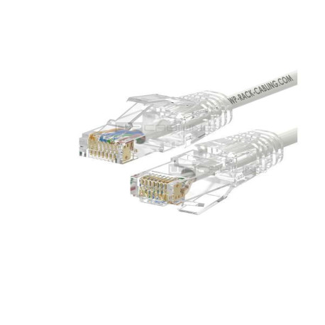 PATCH CORD SLIM U/UTP CAT.6A 4X2X28AWG CONDUTTORE A TREFOLO GUAINA LSHF COLORE BIANCO 1M