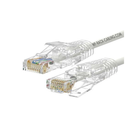 PATCH CORD SLIM U/UTP CAT.6A 4X2X28AWG CONDUTTORE A TREFOLO GUAINA LSHF COLORE BIANCO 2M