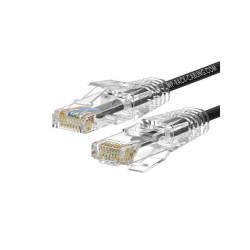 PATCH CORD SLIM U/UTP CAT.6A 4X2X28AWG CONDUTTORE A TREFOLO GUAINA LSHF COLORE NERO 0.5M