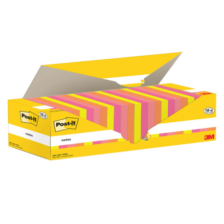 Blocco foglietti Post-it - 654-COL-VP24 - 76  x 76 mm - colori assortiti - 90 fogli - Post-it - conf. 24 blocchi