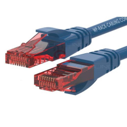 PATCH CORD U/UTP CAT.6 4X2X26AWG CONDUTTORE A TREFOLO GUAINA PVC BLU 0.2M