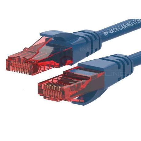 PATCH CORD U/UTP CAT.6 4X2X26AWG CONDUTTORE A TREFOLO GUAINA PVC BLU 0.2M