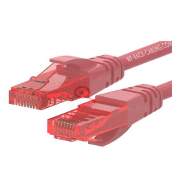PATCH CORD U/UTP CAT.6 4X2X26AWG CONDUTTORE A TREFOLO GUAINA PVC ROSSO 0.2M