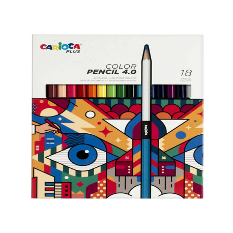 Matita colorata Color Pencil 4.0 - mina 4 mm - colori assortiti - Carioca Plus - conf. 18 pezzi