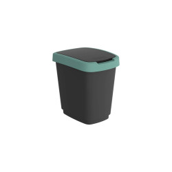 Pattumiera con coperchio basculante - 25 L - 33,3 x 25,2 x 47,6 cm - PPL - nero/verde scuro - Rotho