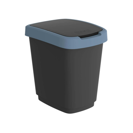 Pattumiera con coperchio basculante - 50 L - 40,1 x 29,1 x 60,2 cm - PPL - nero/blu - Rotho