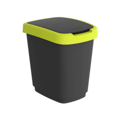 Pattumiera con coperchio basculante - 50 L - 40,1 x 29,1 x 60,2 cm - PPL - nero/verde lime - Rotho