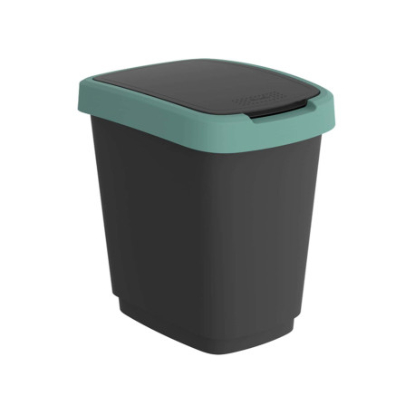 Pattumiera con coperchio basculante - 50 L - 40,1 x 29,1 x 60,2 cm - PPL - nero/verde scuro - Rotho