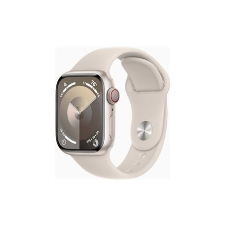 Apple Watch Series 9 (GPS + Cellular) - 41 mm - starlight aluminum - smartwatch con fascia sportiva - fluoroelastomero - starli