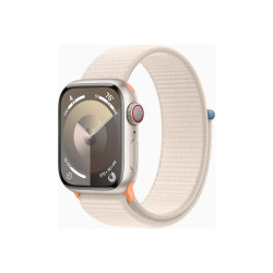 Apple Watch Series 9 (GPS + Cellular) - 41 mm - starlight aluminum - smartwatch con sport loop - nylon morbido a doppio strato 