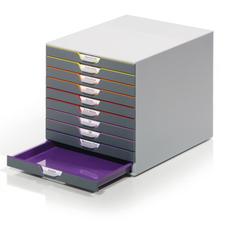 Cassettiera Varicolor - 28 x 35,6 x 29,2 cm - 10 cassetti - Durable