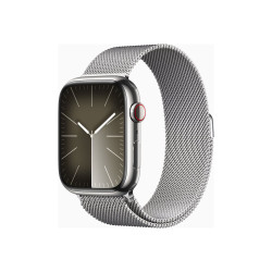 Apple Watch Series 9 (GPS + Cellular) - 45 mm - acciaio inossidabile argentato - smartwatch con bracciale milanese - dimensione