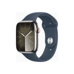 Apple Watch Series 9 (GPS + Cellular) - 45 mm - acciaio inossidabile argentato - smartwatch con fascia sportiva - fluoroelastom