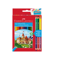 Matita colorata eco Il Castello+3 bicolor - diametro mina 3,00 mm - colori assortiti - Faber-Castell - astuccio 12 pezzi